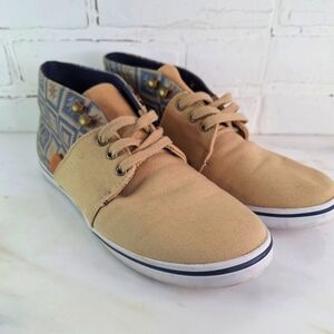 VANS Aztec High Top Shoes Blue Beige Off The Wall Chukka Size 8 Women's